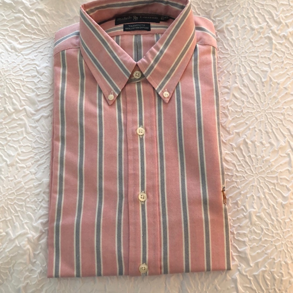 Ralph Lauren pink blue and white stripes dress shirt